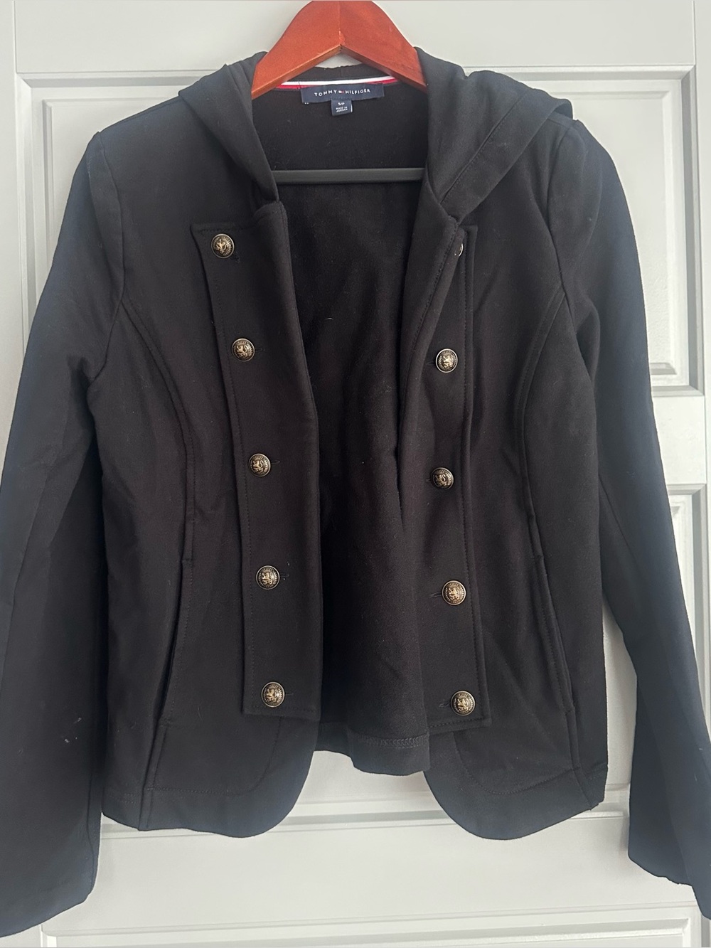 Tommy Hilfiger Black Double-Breasted Hooded Jacket